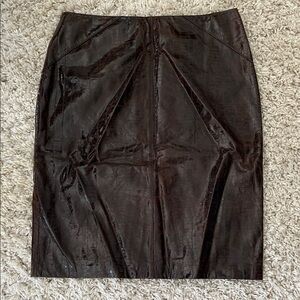 Chic Dark Brown Leather  Pencil Skirt